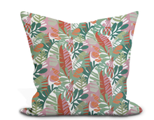 Load image into Gallery viewer, Custom Pillow Cover in Floral Botanical Thibaut Ipanema in Pool and Spice - One Side