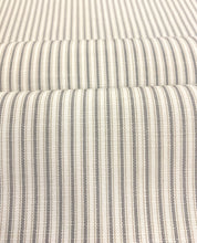 Load image into Gallery viewer, Perennials Tick Tock Stripe Nickel Grey Cream Outdoor Indoor Upholstery Fabric STA-5009