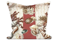 Load image into Gallery viewer, Custom Cowtan &amp; Tout Tortola Seashells Nautical Coral Cream Cotton Linen Pillow Cover