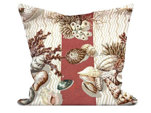 Custom Cowtan & Tout Tortola Seashells Nautical Coral Cream Cotton Linen Pillow Cover