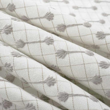 Load image into Gallery viewer, Cotton Embroidered Taupe Cream Beige Check Drapery Fabric FB