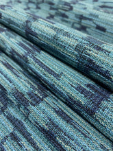 Load image into Gallery viewer, Luum Wavefield Sea Level Teal Navy Blue Abstract Indoor Outdoor Upholstery Fabric STA 5126