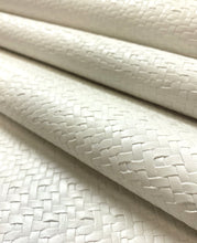 Load image into Gallery viewer, 1.5 Yard Designer Ivory Basketweave Faux Leather Upholstery Vinyl WHS 5087