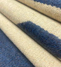 Load image into Gallery viewer, 1.5 Yard Telluride Beige Navy Blue Stripe Geometric Wool Upholstery Fabric STA 5150