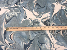Load image into Gallery viewer, Navy Blue Seafoam Green Teal Cream Abstract Marble Velvet Upholstery Fabric