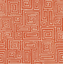 Load image into Gallery viewer, Bella Dura Indoor Outdoor Lido Key Geometric Greek Key Orange Cream Upholstery Drapery Fabric FB