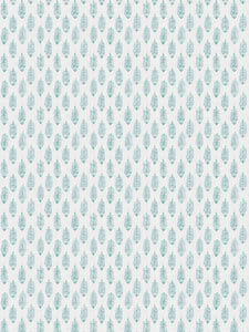 Cream Teal Aqua Blue Small Print Botanical Linen Drapery Fabric FB