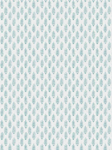 Cream Teal Aqua Blue Small Print Botanical Linen Drapery Fabric FB