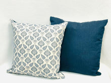 Load image into Gallery viewer, A Pair of 22” X 22” Fabricut Pondicherry Indigo Pillow Covers