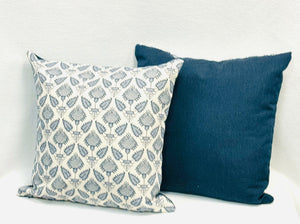 A Pair of 22” X 22” Fabricut Pondicherry Indigo Pillow Covers