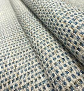 Designer Heavy Duty Water Stain Resistant Teal Blue Brown Cream Tweed Upholstery Fabric STA 5133
