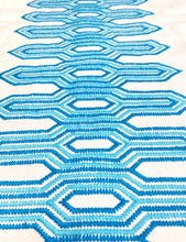 Load image into Gallery viewer, One Yard Remnant Thibaut Nola Stripe Embroidery Aqua Teal Fabric STA 4592