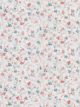 Load image into Gallery viewer, Linen Rayon Coral Teal Floral Drapery Fabric FB