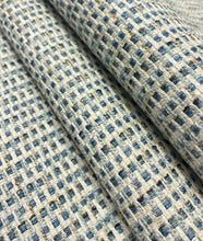 Load image into Gallery viewer, Designer Heavy Duty Water Stain Resistant Teal Blue Brown Cream Tweed Upholstery Fabric STA 5133