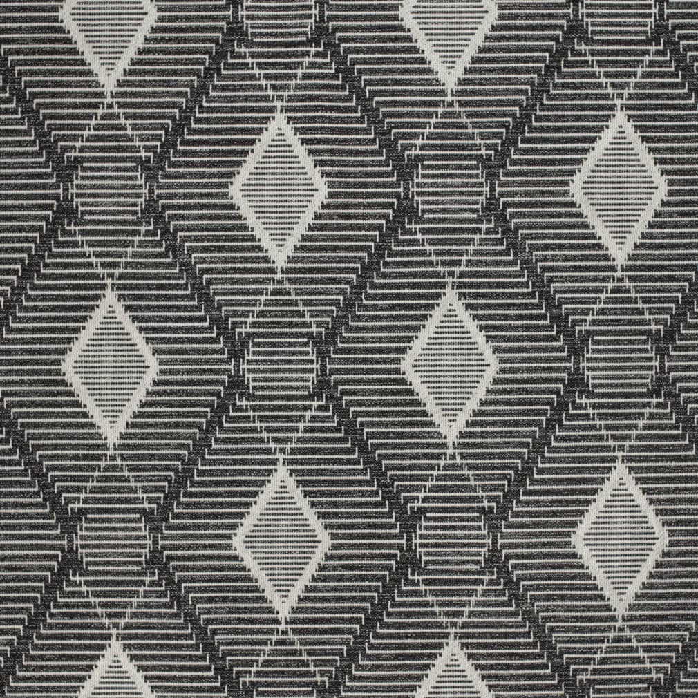 Charcoal Beige Geometric Ethnic Upholstery Fabric