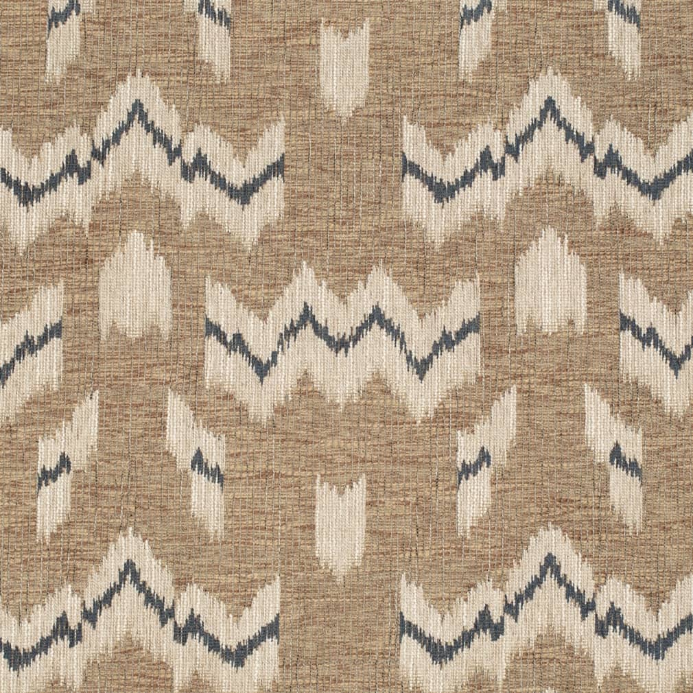 Heavy Duty Tan Beige Charcoal Grey Ethnic Geometric Upholstery Fabric