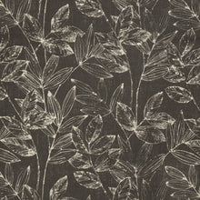 Load image into Gallery viewer, Charcoal Black Ivory Floral Upholstery Fabric