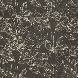 Charcoal Black Ivory Floral Upholstery Fabric
