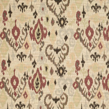 Load image into Gallery viewer, Heavy Duty Red Brown Cream Seafoam Yellow Ikat Ethnic Geometric Upholstery Fabric
