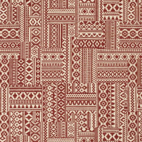Rusty Red Cream Ethnic Tapestry Upholstery Fabric