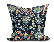 Load image into Gallery viewer, Custom Pillow Cover in Floral Botanical Thibaut Lilia Print in Ebony - One Side