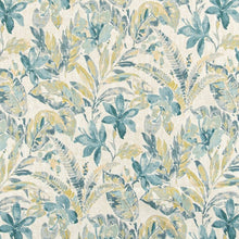 Load image into Gallery viewer, Stain Resistant Beige Teal Seafoam Floral Upholstery Drapery Fabric