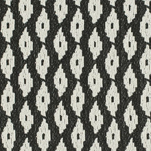 Load image into Gallery viewer, Heavy Duty Black Off White Ikat Diamond Ethnic Geometric Upholstery Fabric
