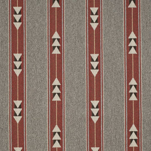 Heavy Duty Red Grey Black Southwestern Stripe Ethnic Geometric Upholstery Fabric