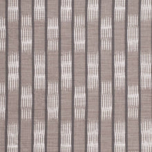 Load image into Gallery viewer, Heavy Duty Taupe Off White Charcoal Ikat Stripe Ethnic Geometric Upholstery Fabric