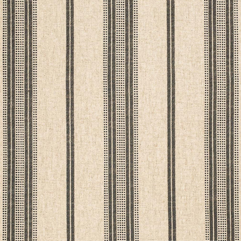 Oatmeal Beige Black Stripe Upholstery Fabric