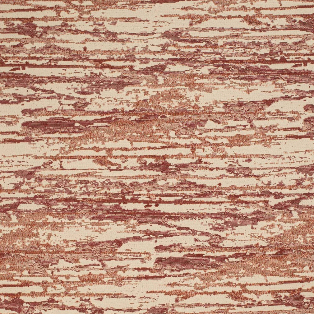 Cream Rusty Red Orange Abstract Upholstery Fabric