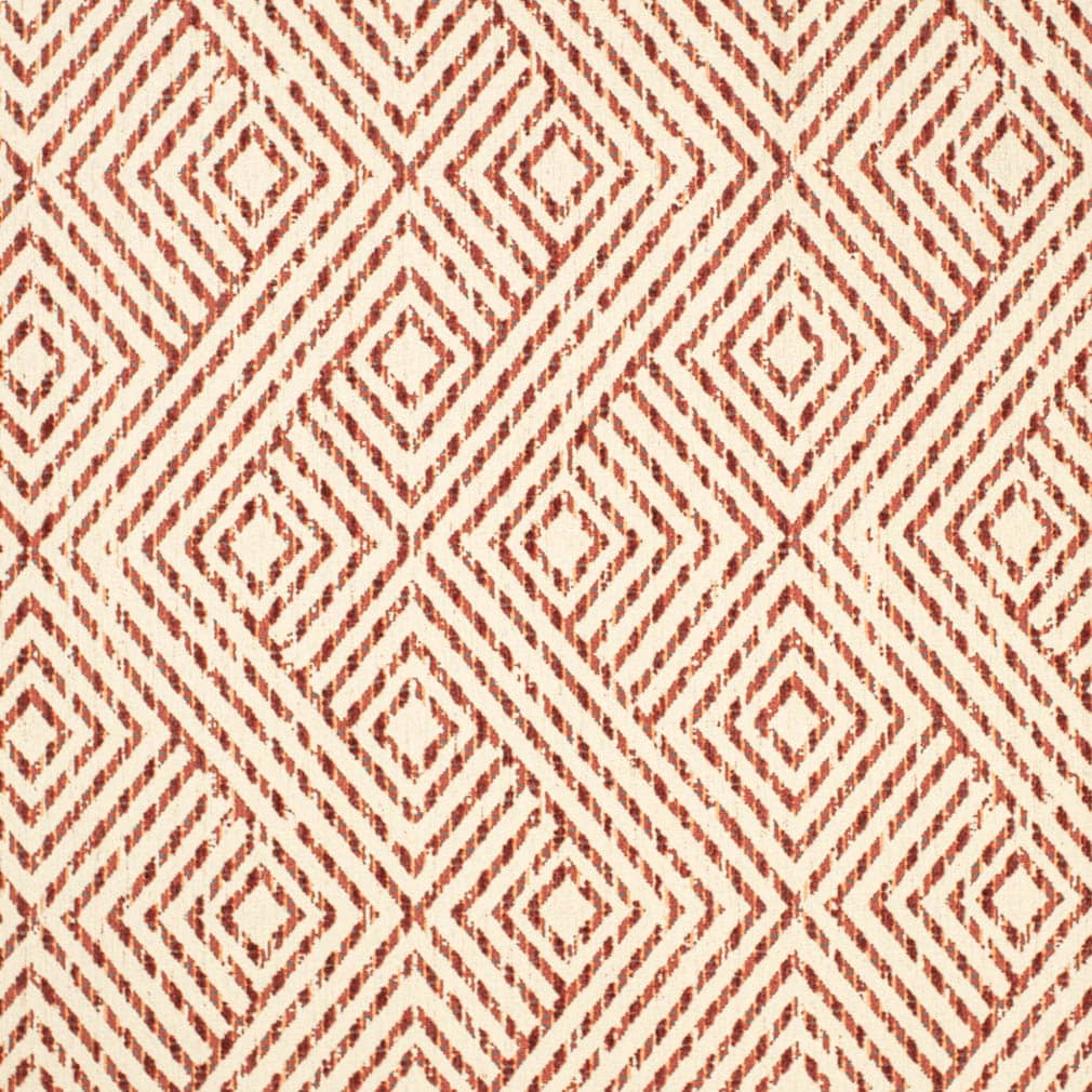 Beige Rusty Red Geometric Upholstery Fabric