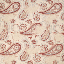 Load image into Gallery viewer, Cream Blue Rusty Red Floral Paisley Upholstery Fabric
