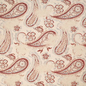 Cream Blue Rusty Red Floral Paisley Upholstery Fabric