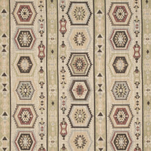 Load image into Gallery viewer, Heavy Duty Beige Brown Red Green Blue Ikat Stripe Ethnic Geometric Upholstery Fabric