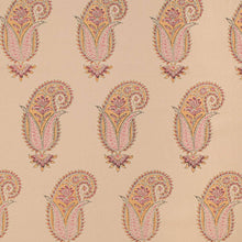 Load image into Gallery viewer, Beige Yellow Pink Black Paisley Cotton Drapery Upholstery Fabric