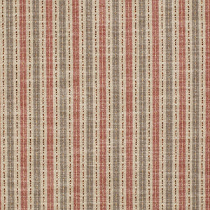 Rusty Red Grey Orange Stripe Upholstery Fabric