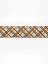 Load image into Gallery viewer, 3.25&quot; Wide Linen Viscose Blue Mustard Orange Geometric Embroidered Tape Trim