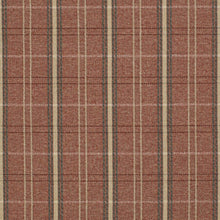Load image into Gallery viewer, Rusty Red Beige Grey Check Plaid Upholstery Fabric
