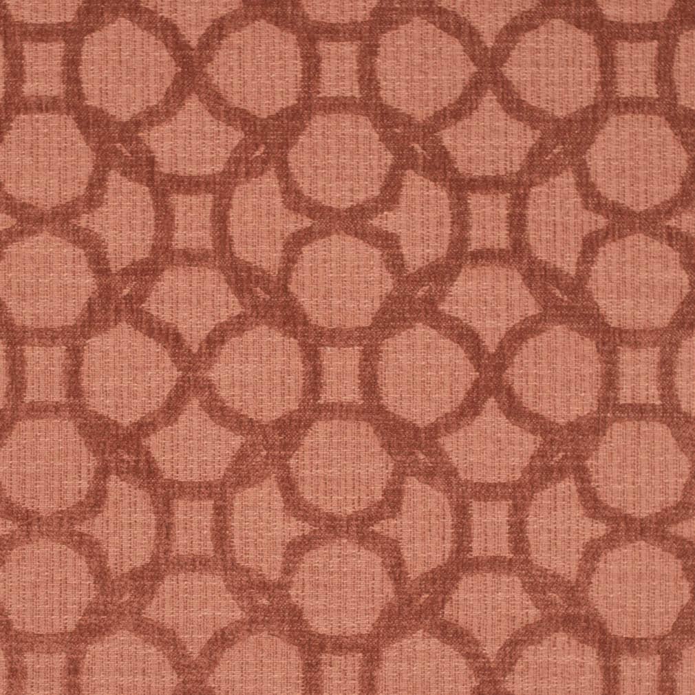 Coral Rusty Red Geometric Upholstery Fabric