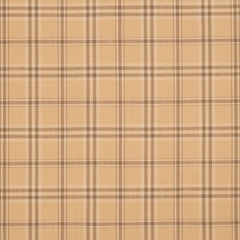 Heavy Duty Fade Resistant Beige Brown Plaid Upholstery Fabric