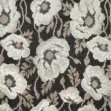Load image into Gallery viewer, Black Taupe Beige Floral Chenille Upholstery Fabric