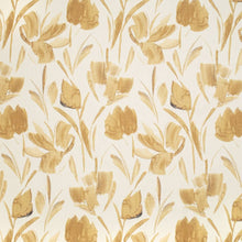 Load image into Gallery viewer, Cream Mustard Yellow Brown Floral Cotton Upholstery Fabric