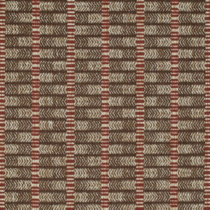 Heavy Duty Brown Red Cream Stripe Tweed Ethnic Geometric Upholstery Fabric