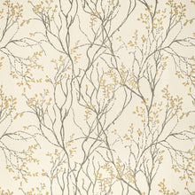 Load image into Gallery viewer, Fade Resistant Grey Mustard Gold Floral Botanical Upholstery Fabric