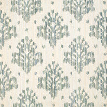 Load image into Gallery viewer, Stain Resistant Cream Beige Teal Blue Ikat Upholstery Drapery Fabric