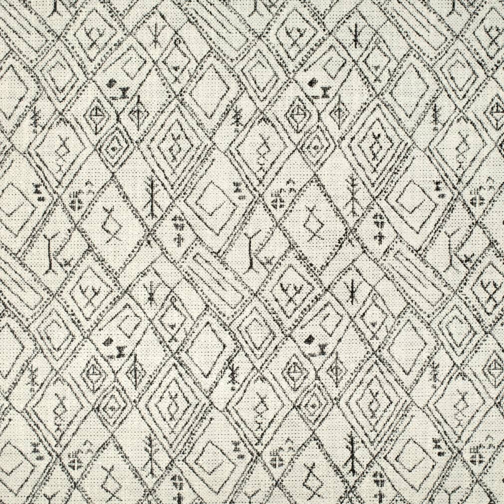 Heavy Duty Off White Black Ethnic Geometric Upholstery Fabric