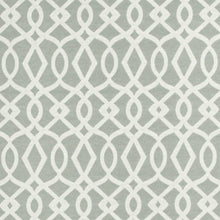Load image into Gallery viewer, Stain Resistant Crypton Aqua Blue Cream Trellis Geometric Upholstery Drapery Fabric