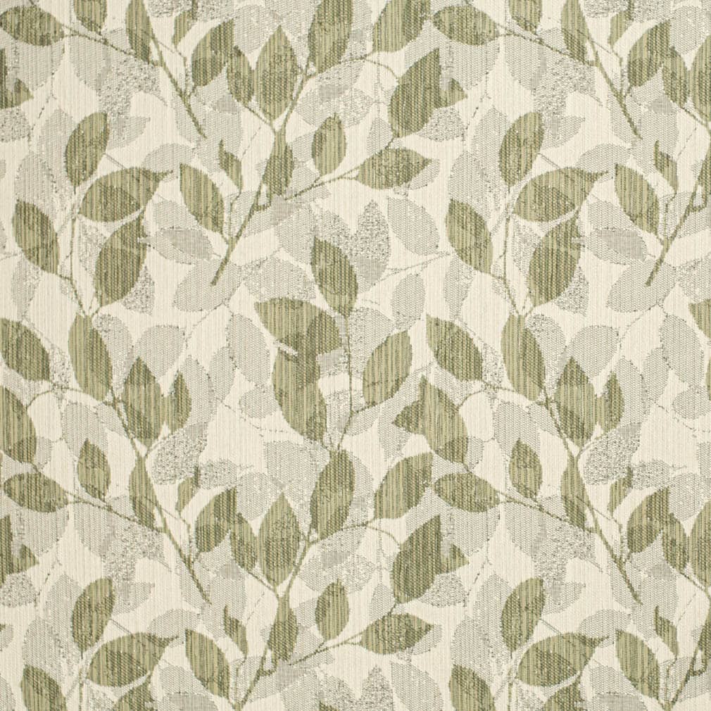 Stain Resistant Cream Olive Green Grey Botanical Upholstery Drapery Fabric