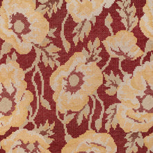 Load image into Gallery viewer, Taupe Red Mustard Yellow Cream Floral Chenille Upholstery Fabric